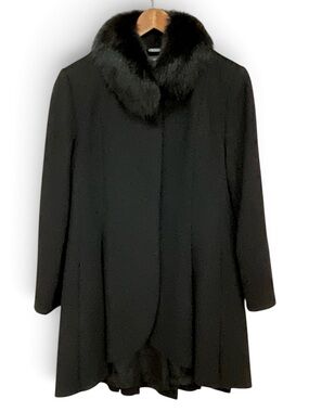 Vintage HiSO Handcrafted Luxury Canadian Virgin Wool Coat Real Fox Fur Collar